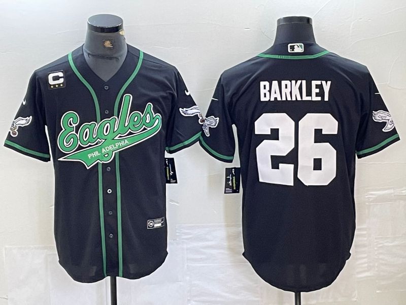 Men Philadelphia Eagles #26 Barkley Black 2024 Nike Co branded NFL Jersey style 10->philadelphia eagles->NFL Jersey